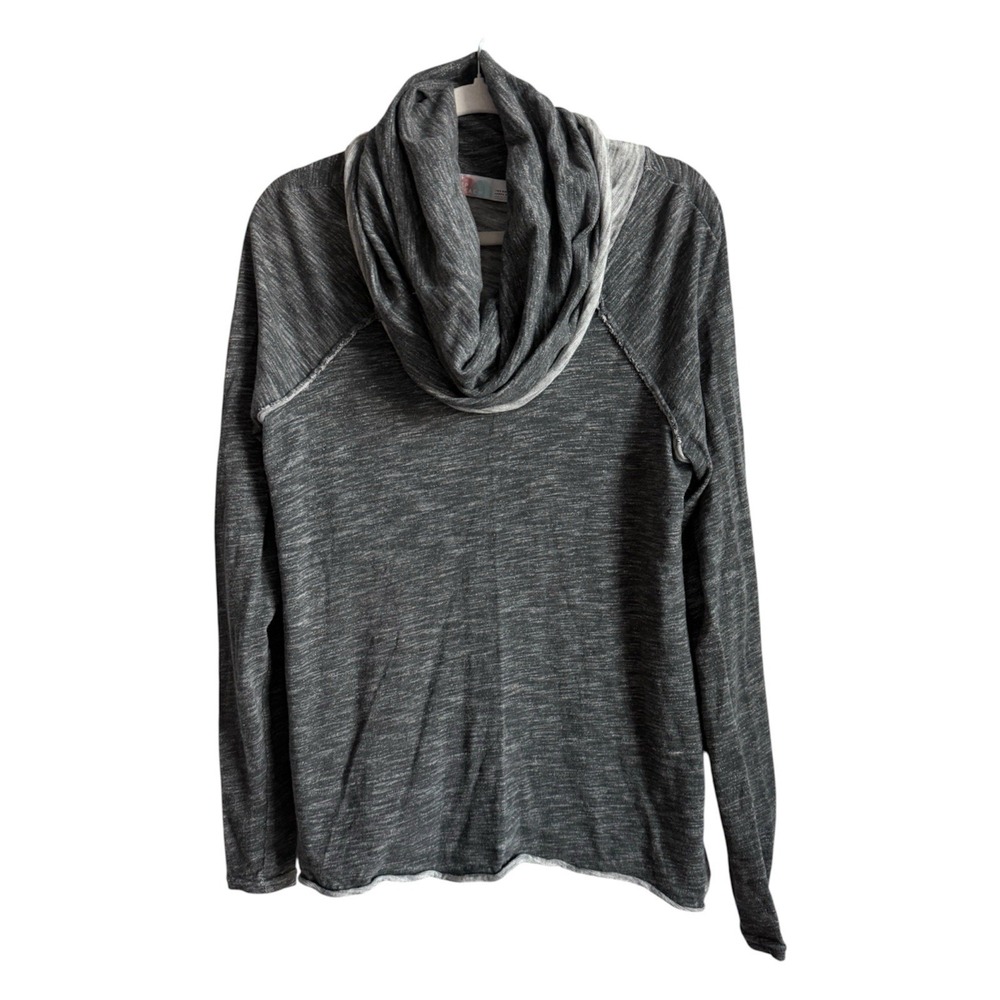 Free People Beach Cocoon Cowl Neck Pullover Top Gray Slouchy Cozycove Boho M/L